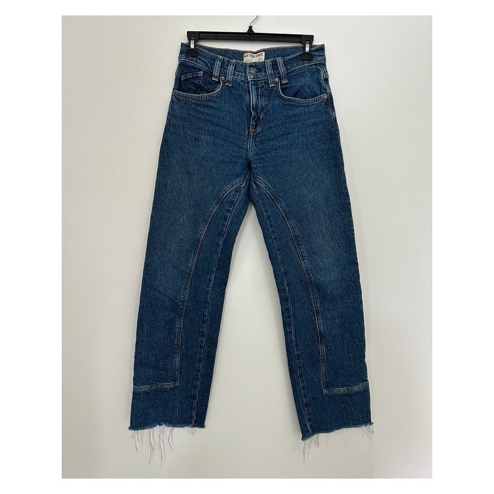 We The Free Jeans 24 Risk Taker High Rise Straight Leg Medium Wash Blue Denim